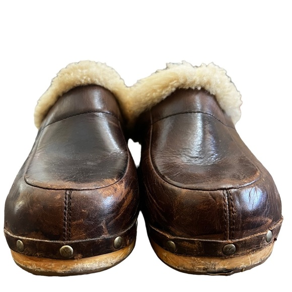 Ugg Australia Kalie Womens Brown Leather Sheepskin Clogs Sz US 9 S/N 5425 - Picture 2 of 10